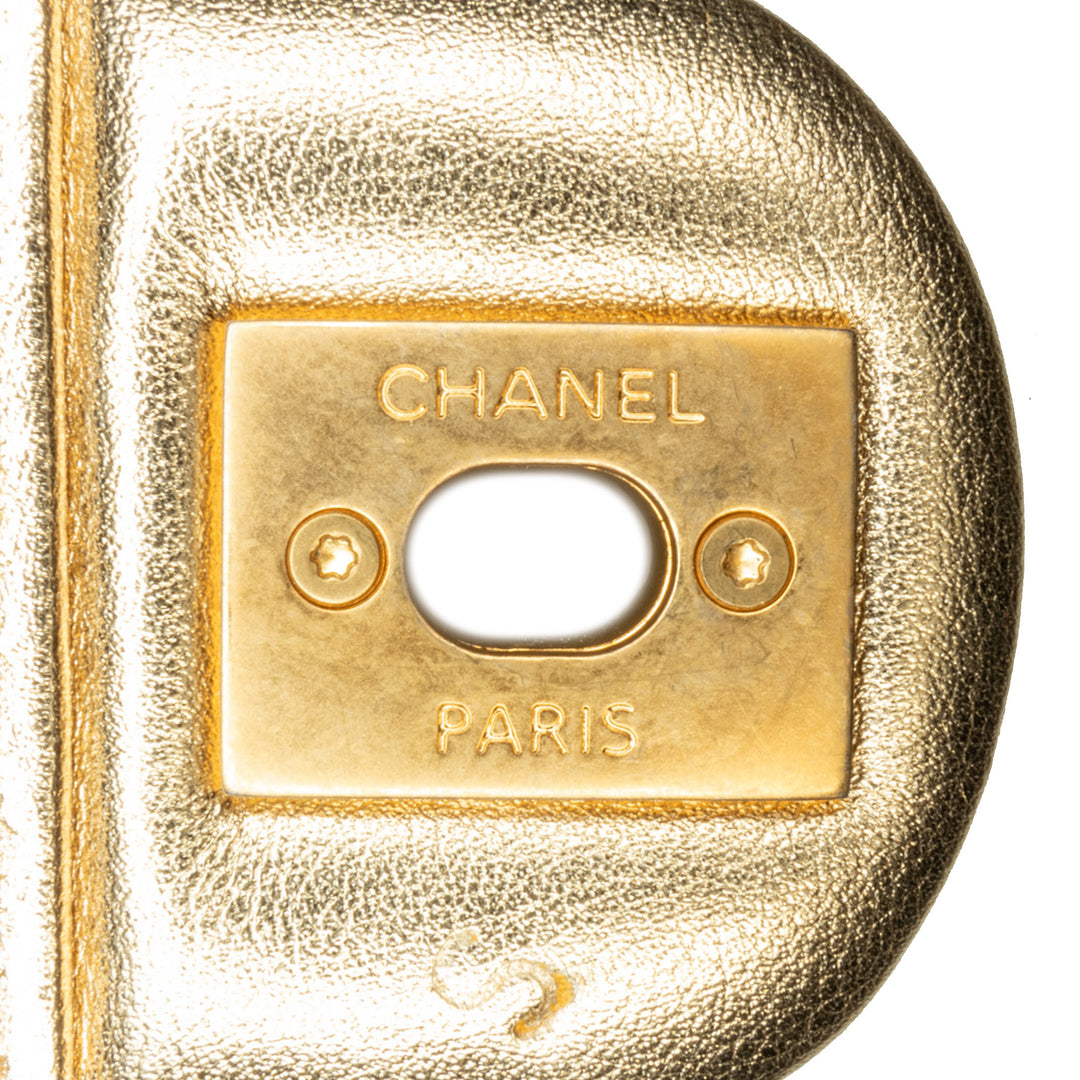 Metallic Calfskin Embossed Circle C Flap Gold - Gaby Paris