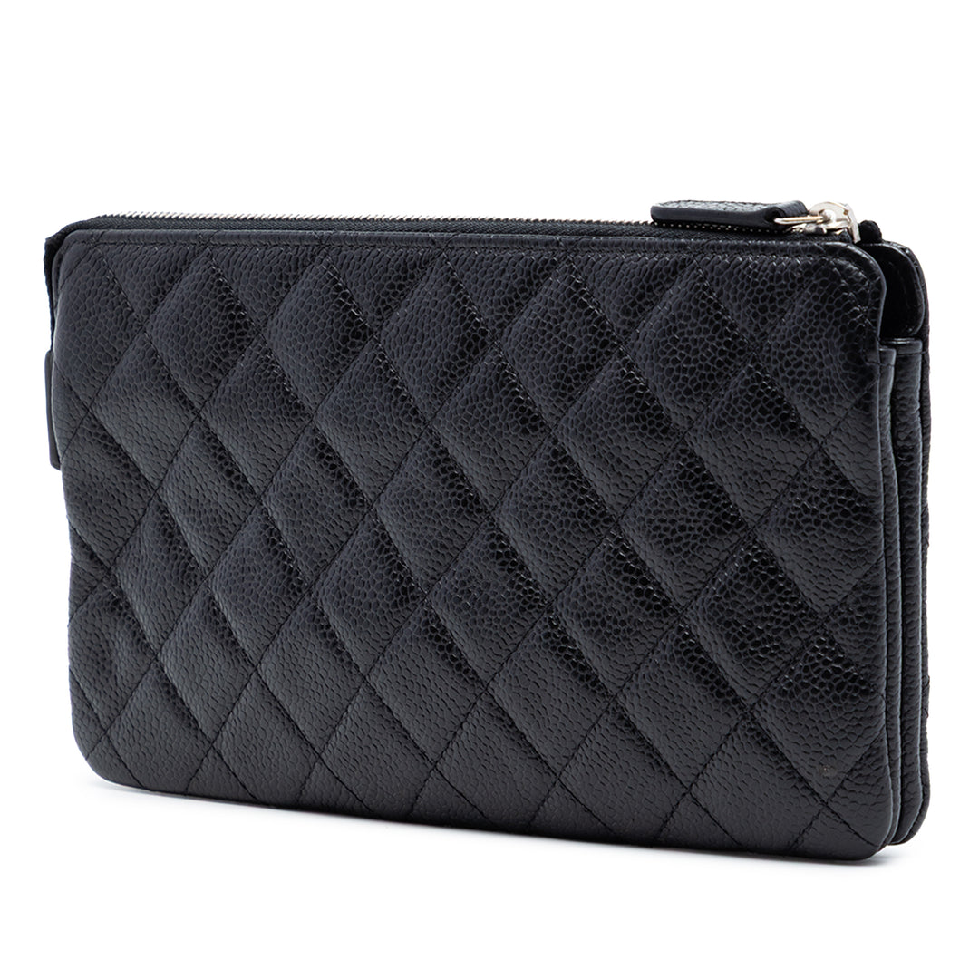CC Matelassé Zippé Pochette Petit Cuir caviar Noir