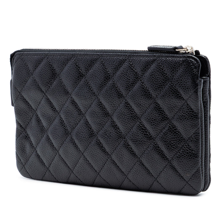 CC Matelassé Zippé Pochette Petit Cuir caviar Noir