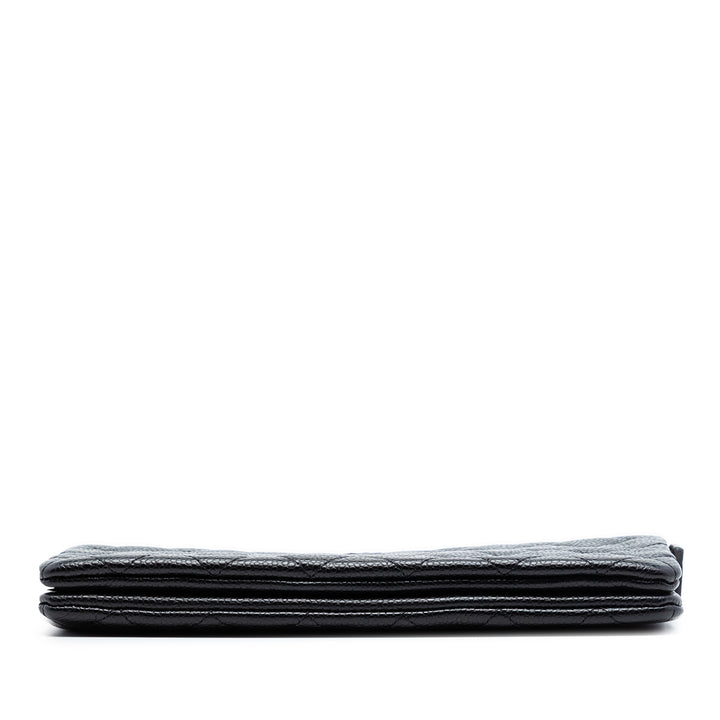 CC Matelassé Zippé Pochette Petit Cuir caviar Noir
