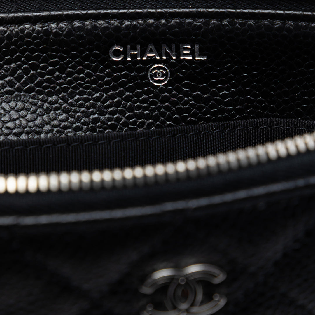 CC Matelassé Zippé Pochette Petit Cuir caviar Noir