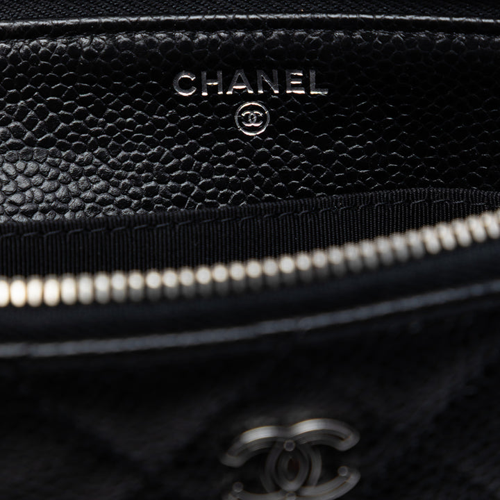 CC Matelassé Zippé Pochette Petit Cuir caviar Noir