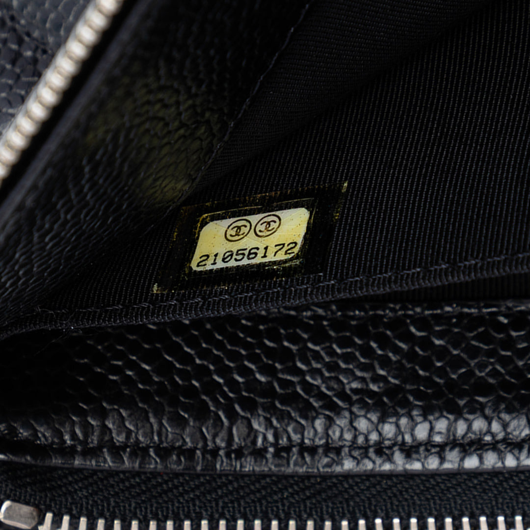 CC Matelassé Zippé Pochette Petit Cuir caviar Noir