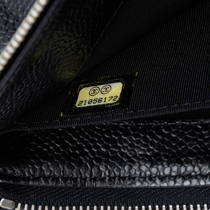 CC Matelassé Zippé Pochette Petit Cuir caviar Noir