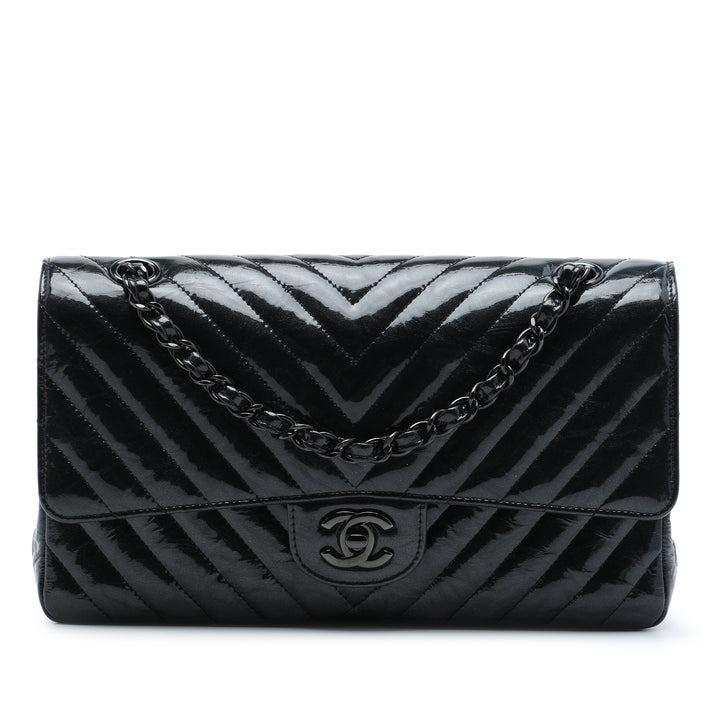 Classic Chevron So Double rabat Moyen Noir