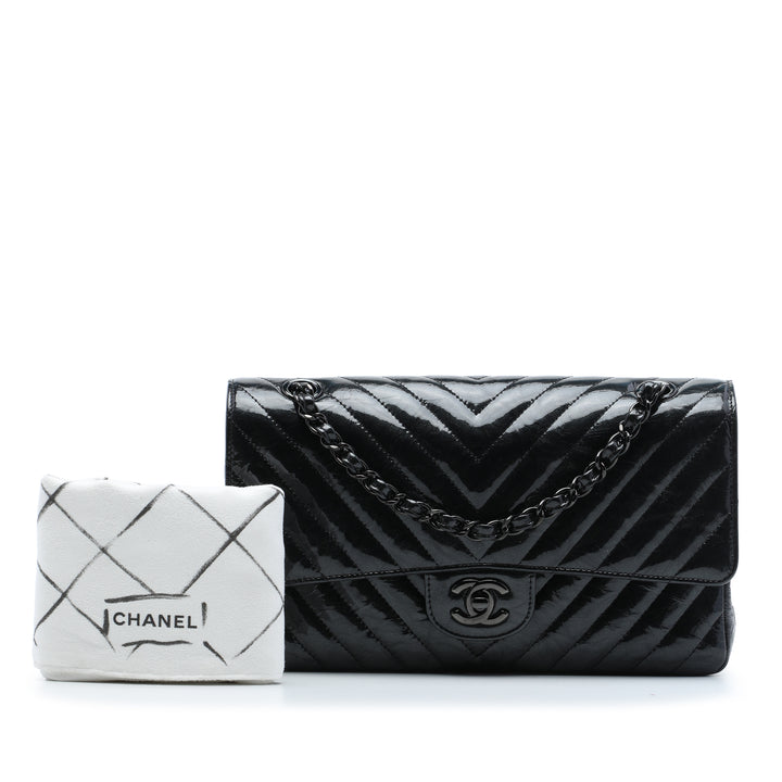 Classic Chevron So Double rabat Moyen Noir