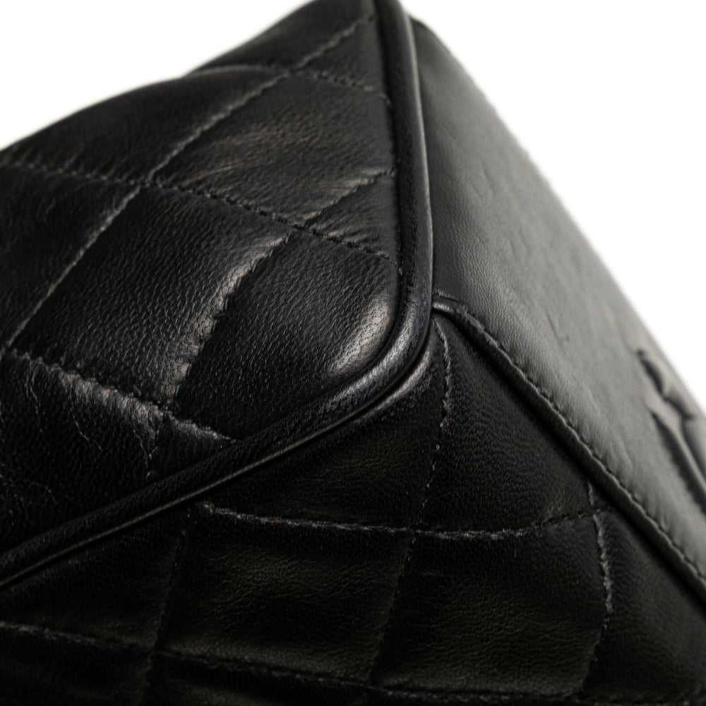 Mini Quilted Lambskin Chain Shoulder Bag Black - Gaby Paris