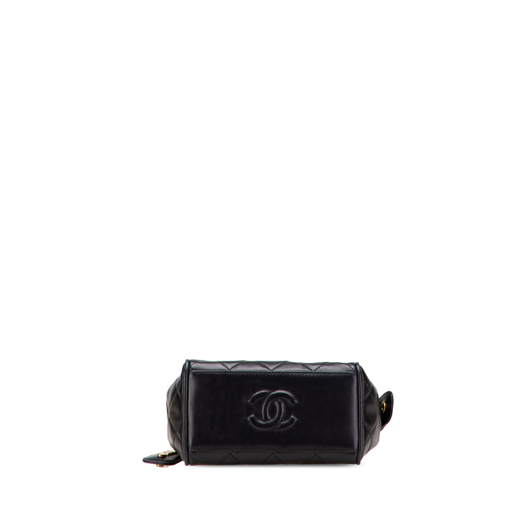 Mini Quilted Lambskin Chain Shoulder Bag Black - Gaby Paris
