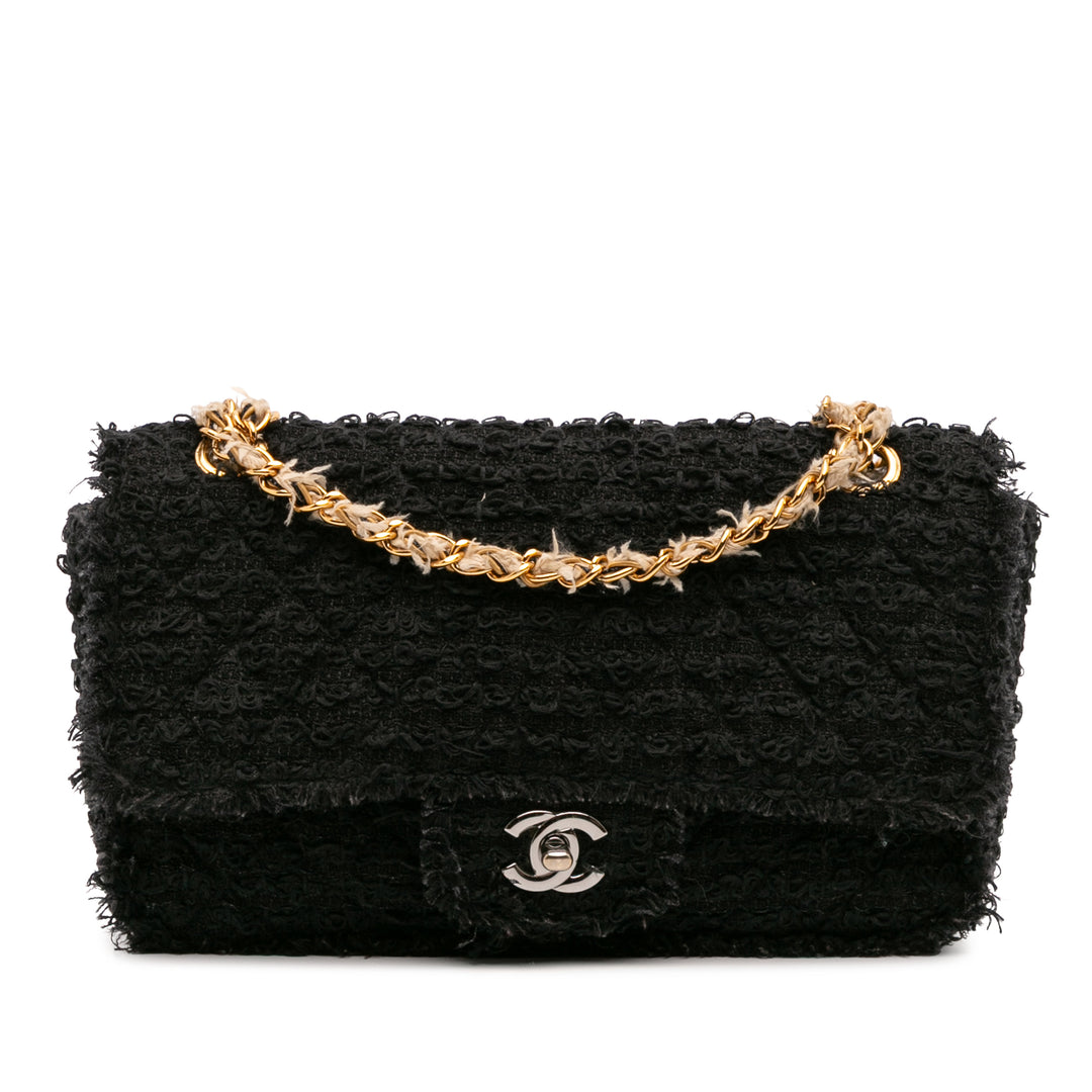 Chanel Medium Classic Tweed Simple rabat Noir – GABY PARIS Authentique