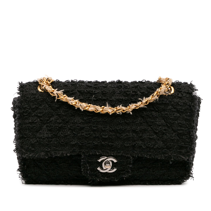 Chanel Medium Classic Tweed Simple rabat Noir – GABY PARIS Authentique