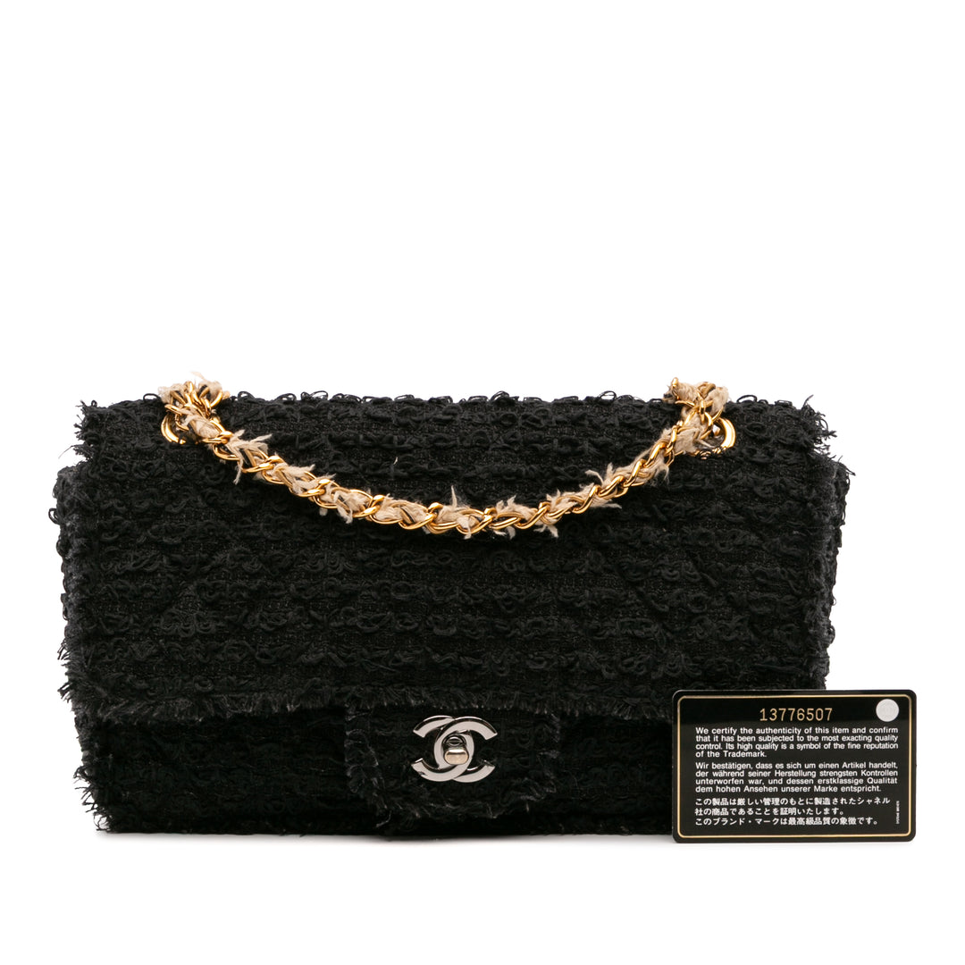 Chanel Medium Classic Tweed Simple rabat Noir – GABY PARIS Authentique