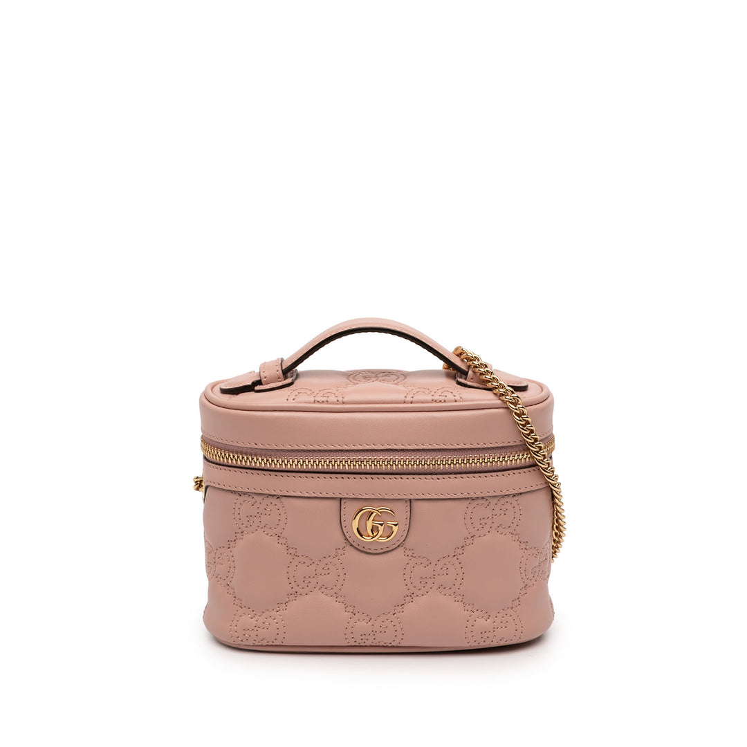 Gucci Mini GG Marmont Matelasse Cuir de veau anse supérieure Vanity Sac à chaîne