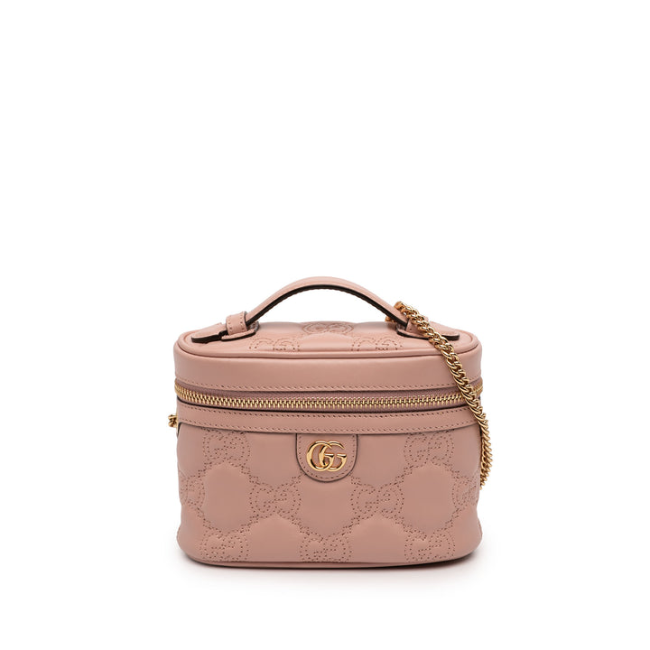 Gucci Mini GG Marmont Matelasse Cuir de veau anse supérieure Vanity Sac à chaîne