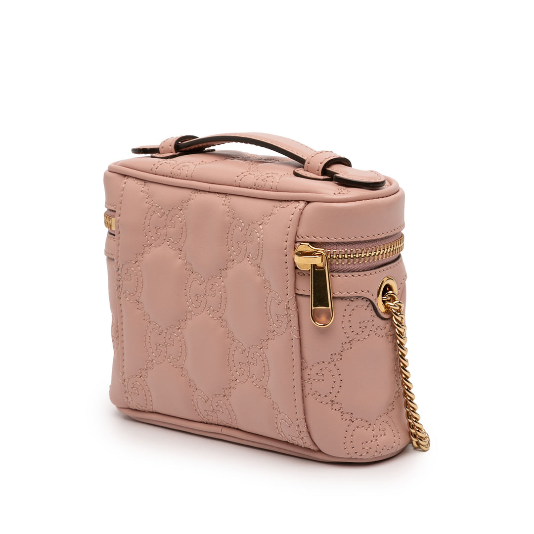 Gucci Mini GG Marmont Matelasse Cuir de veau anse supérieure Vanity Sac à chaîne