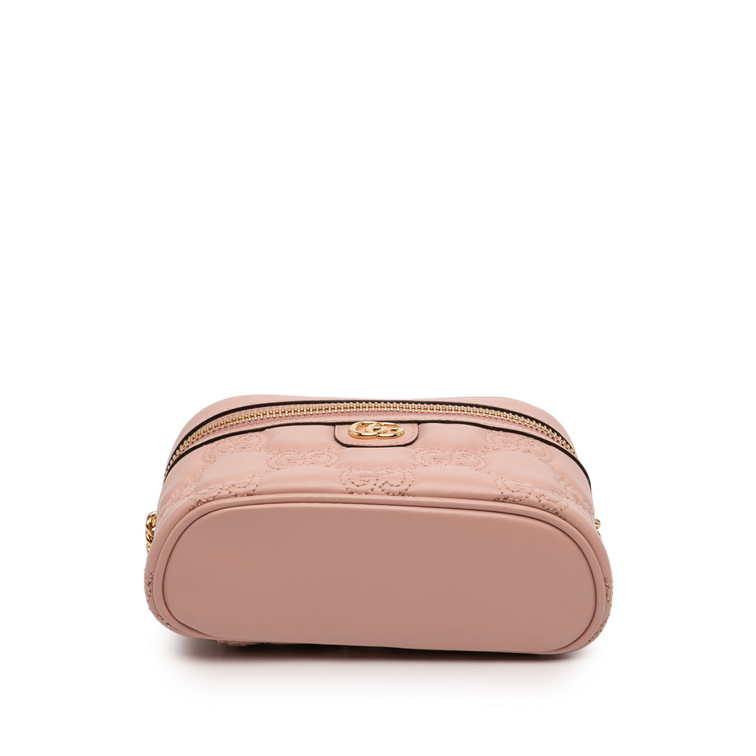 Gucci Mini GG Marmont Matelasse Cuir de veau anse supérieure Vanity Sac à chaîne