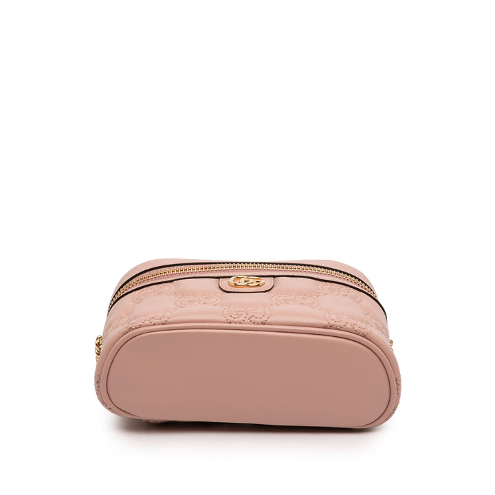 Gucci Mini GG Marmont Matelasse Cuir de veau anse supérieure Vanity Sac à chaîne