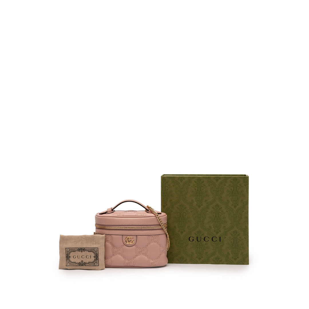 Gucci Mini GG Marmont Matelasse Cuir de veau anse supérieure Vanity Sac à chaîne