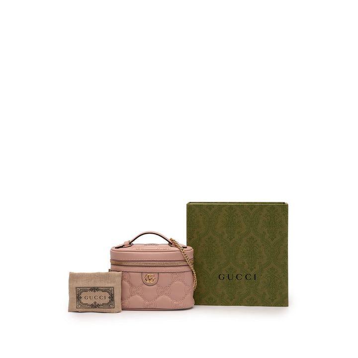 Gucci Mini GG Marmont Matelasse Cuir de veau anse supérieure Vanity Sac à chaîne