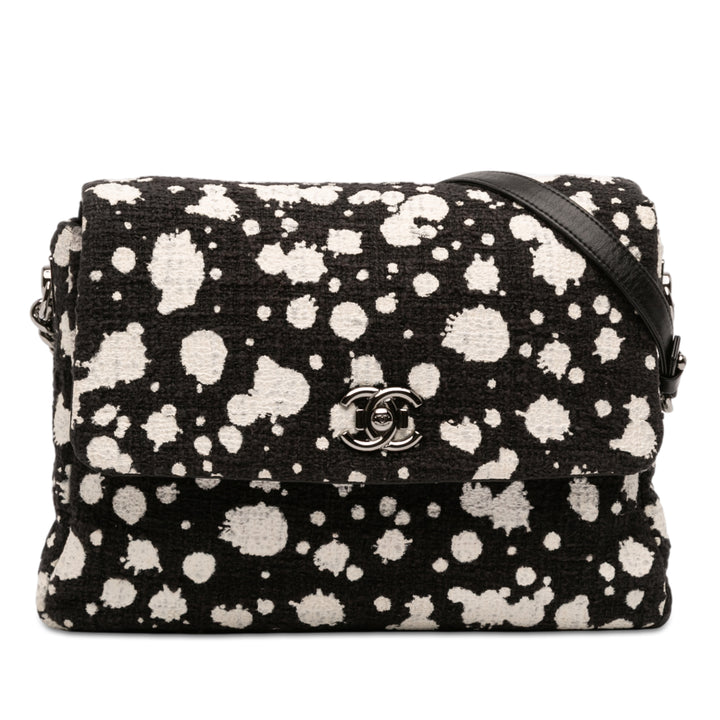 Chanel CC Paint Splatter à rabat Tweed