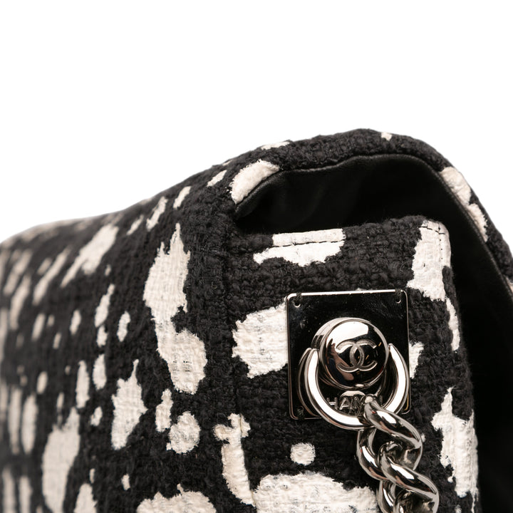 Chanel CC Paint Splatter à rabat Tweed