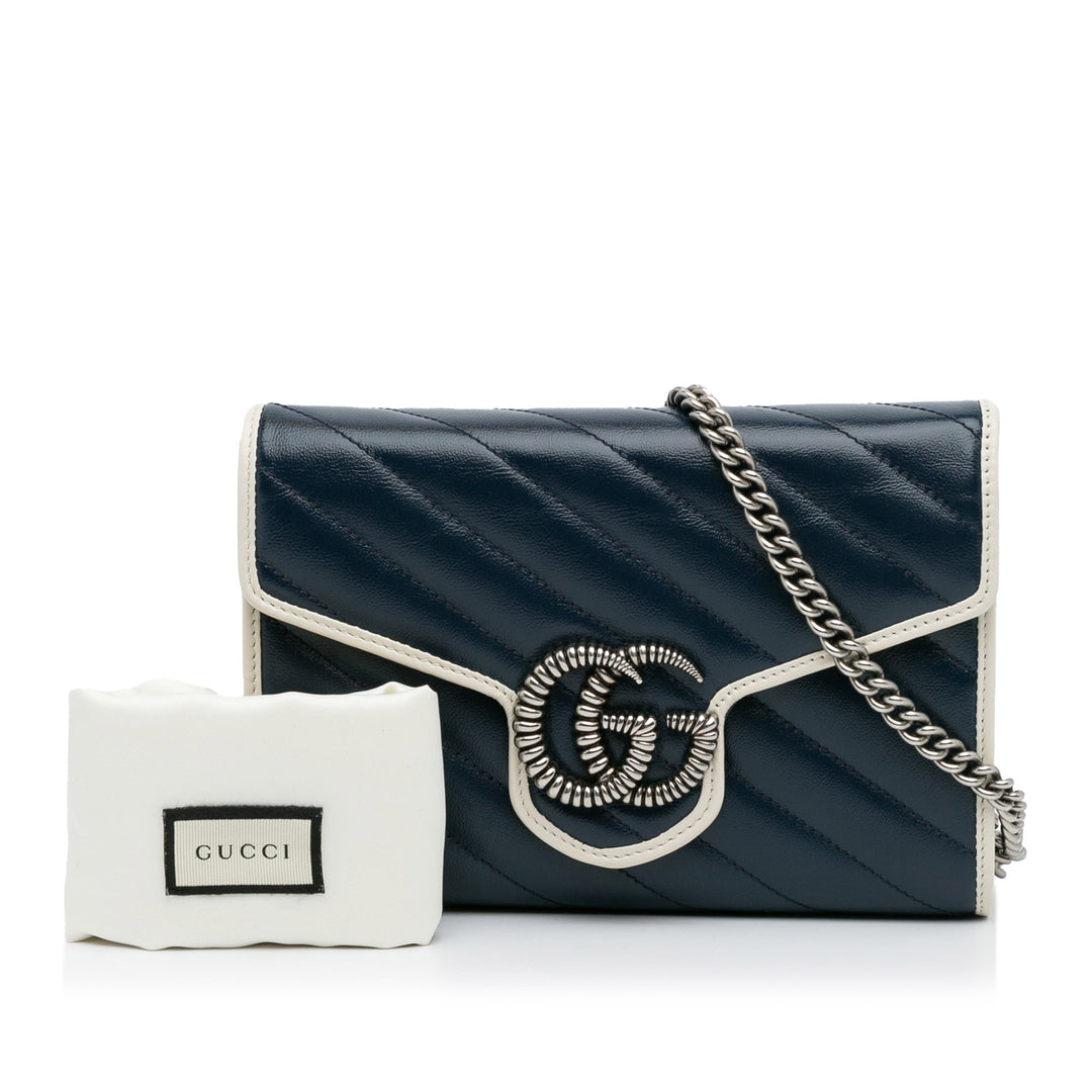 Mini GG Marmont Wallet on Chain Blue - Gaby Paris