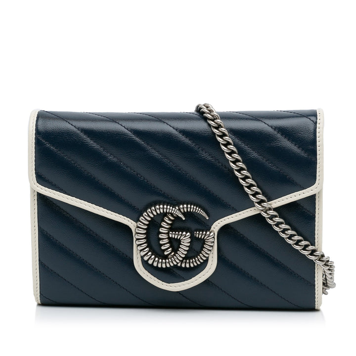 Mini GG Marmont Wallet on Chain Blue - Gaby Paris