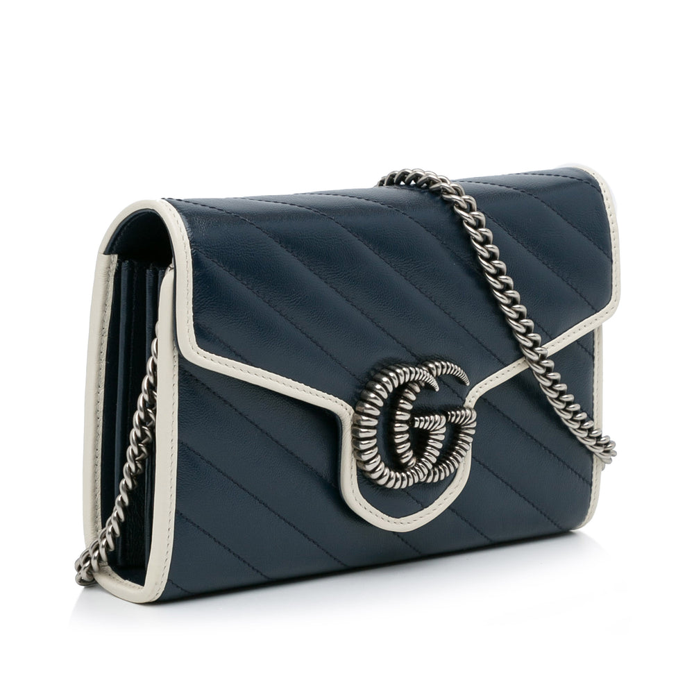 Mini GG Marmont Wallet on Chain Blue - Gaby Paris