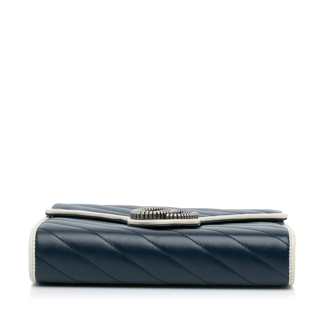 Mini GG Marmont Wallet on Chain Blue - Gaby Paris