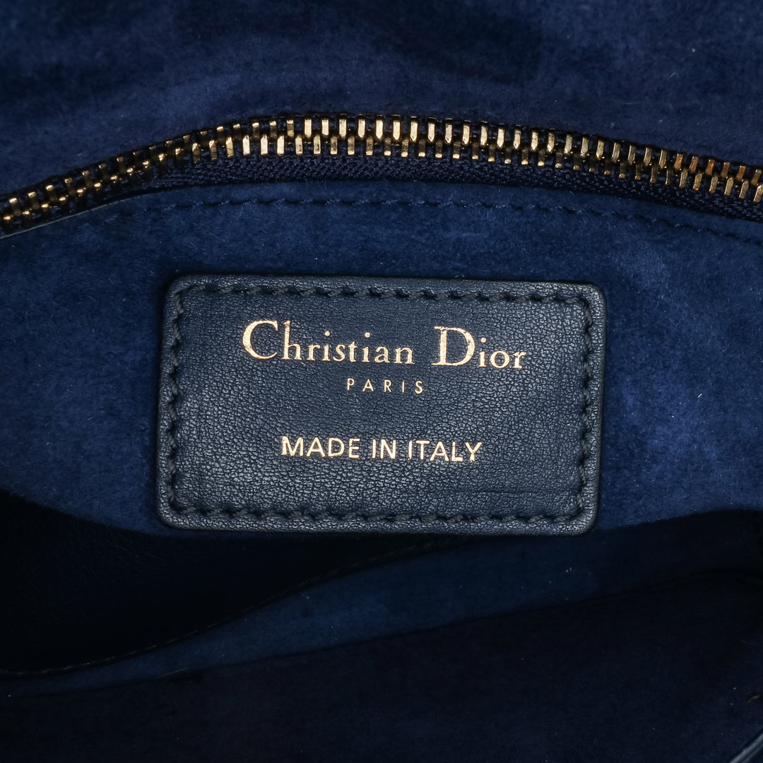 Mini Lambskin Cannage Studded Supple Lady Dior Blue - Gaby Paris