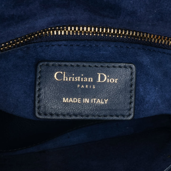 Mini Lambskin Cannage Studded Supple Lady Dior Blue - Gaby Paris
