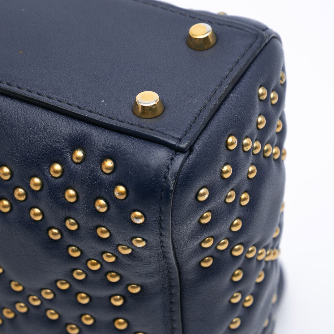 Mini Lambskin Cannage Studded Supple Lady Dior Blue - Gaby Paris