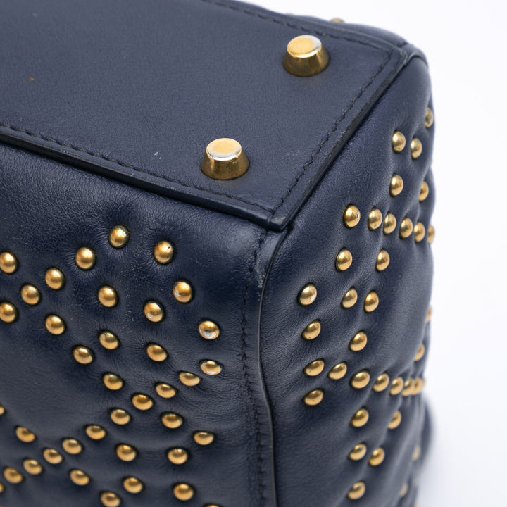 Mini Lambskin Cannage Studded Supple Lady Dior Blue - Gaby Paris
