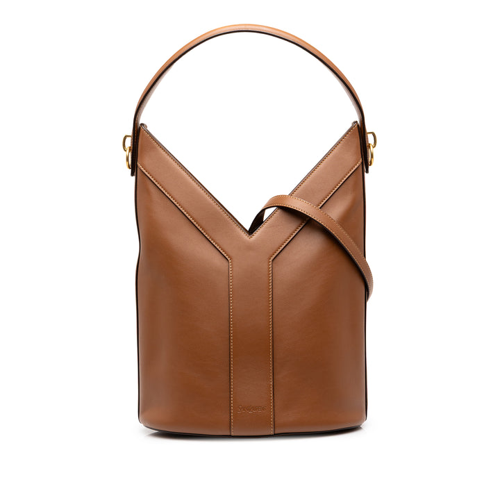Saint Laurent Y Sac seau Cuir de veau lisse Marron – vue principale – GABY PARIS