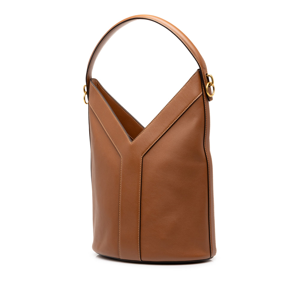 Saint Laurent Y Sac seau Cuir de veau lisse Marron – vue 2 – GABY PARIS