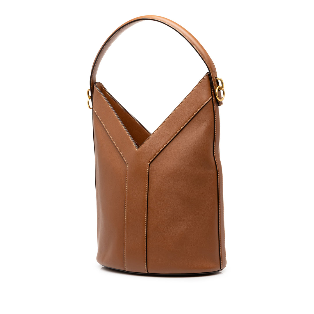 Saint Laurent Y Sac seau Cuir de veau lisse Marron – vue 2 – GABY PARIS