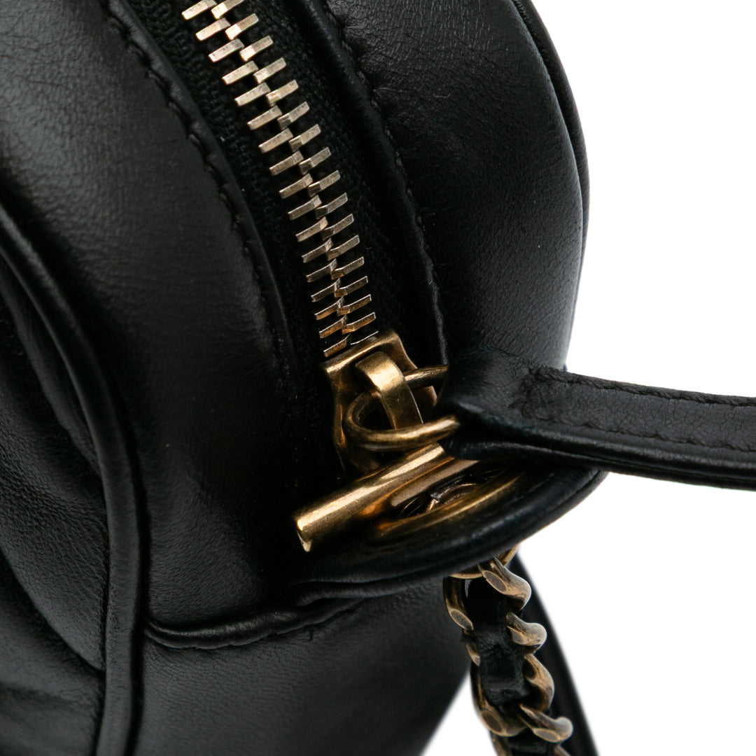 Chevron Lambskin Pyramid CC Camera Bag Black - Gaby Paris