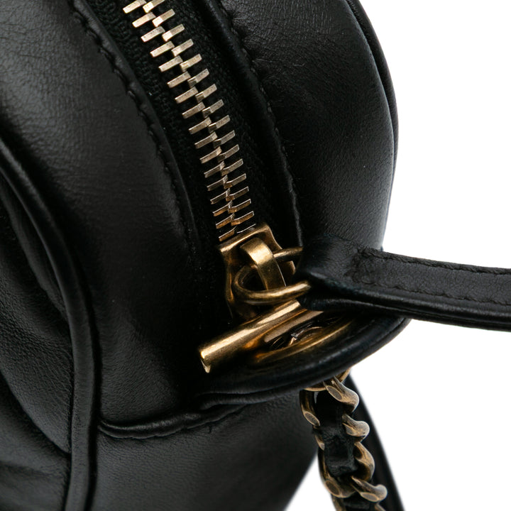 Chevron Lambskin Pyramid CC Camera Bag Black - Gaby Paris