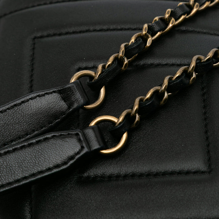 Chevron Lambskin Pyramid CC Camera Bag Black - Gaby Paris