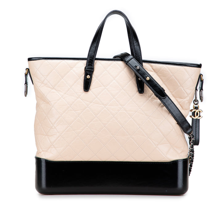 Chanel Large Aged Cuir de veau Gabrielle Shopping Cabas Marron