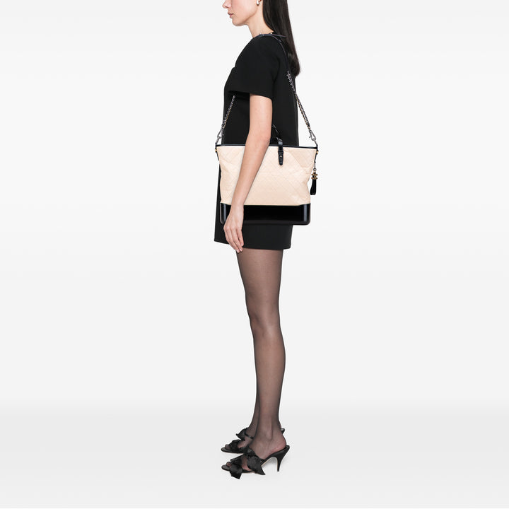 Chanel Large Aged Cuir de veau Gabrielle Shopping Cabas Marron
