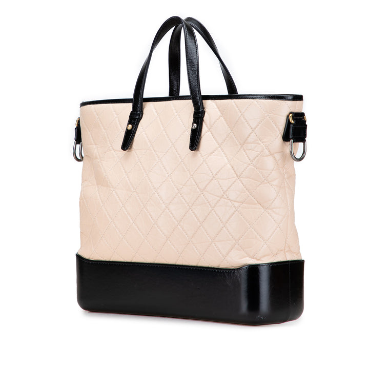 Chanel Large Aged Cuir de veau Gabrielle Shopping Cabas Marron
