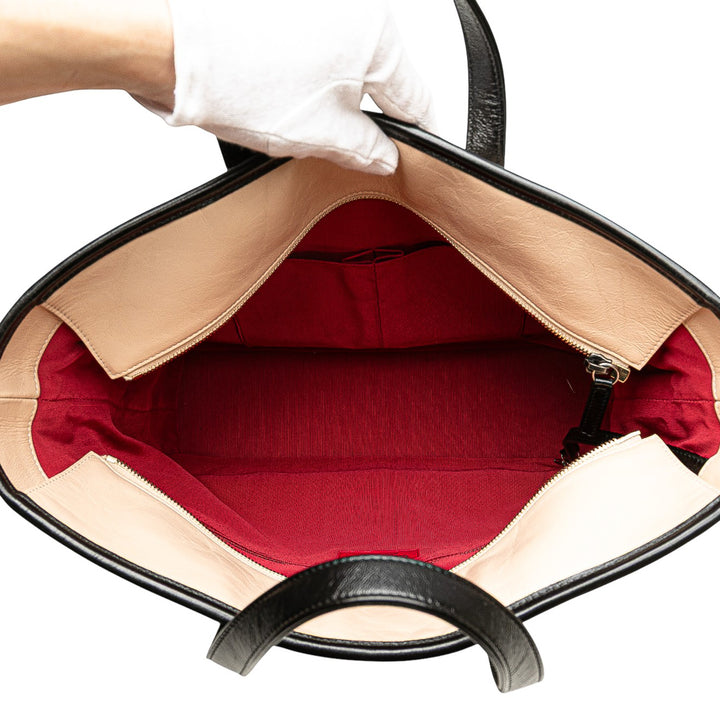 Chanel Large Aged Cuir de veau Gabrielle Shopping Cabas Marron