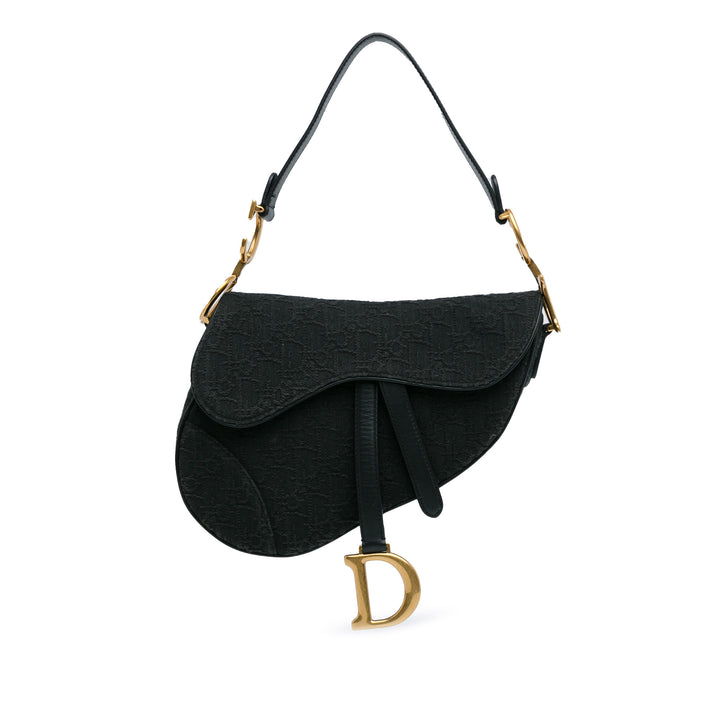 Medium Oblique Canvas Saddle Black - Gaby Paris