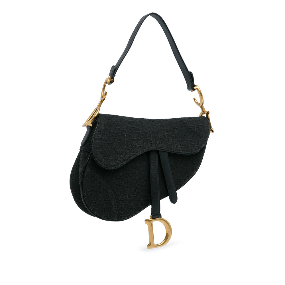 Medium Oblique Canvas Saddle Black - Gaby Paris