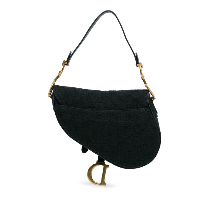 Medium Oblique Canvas Saddle Black - Gaby Paris