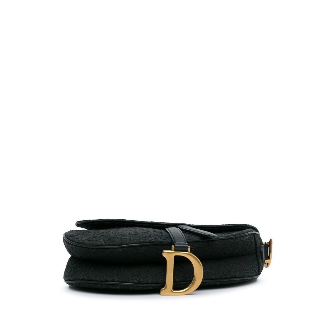 Medium Oblique Canvas Saddle Black - Gaby Paris