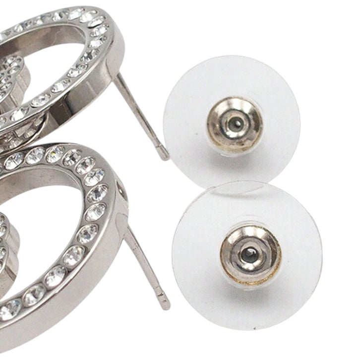 Chanel plaqué CC Rhinestones Rond fermoir poussette Boucles d’oreilles – GABY PARIS Authentique