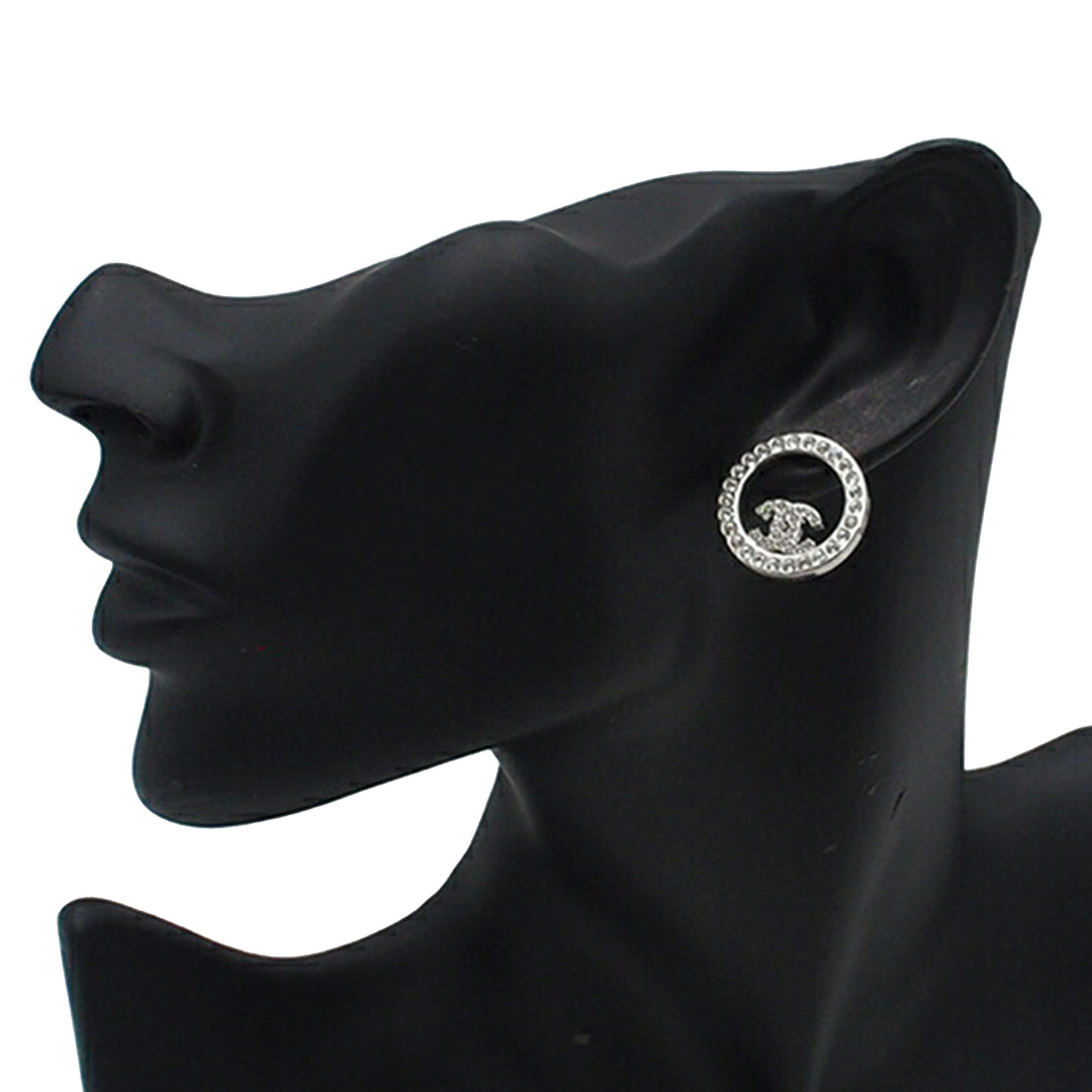 Chanel plaqué CC Rhinestones Rond fermoir poussette Boucles d’oreilles – GABY PARIS Authentique