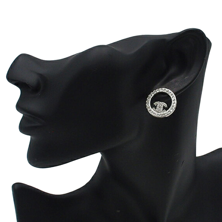 Chanel plaqué CC Rhinestones Rond fermoir poussette Boucles d’oreilles – GABY PARIS Authentique