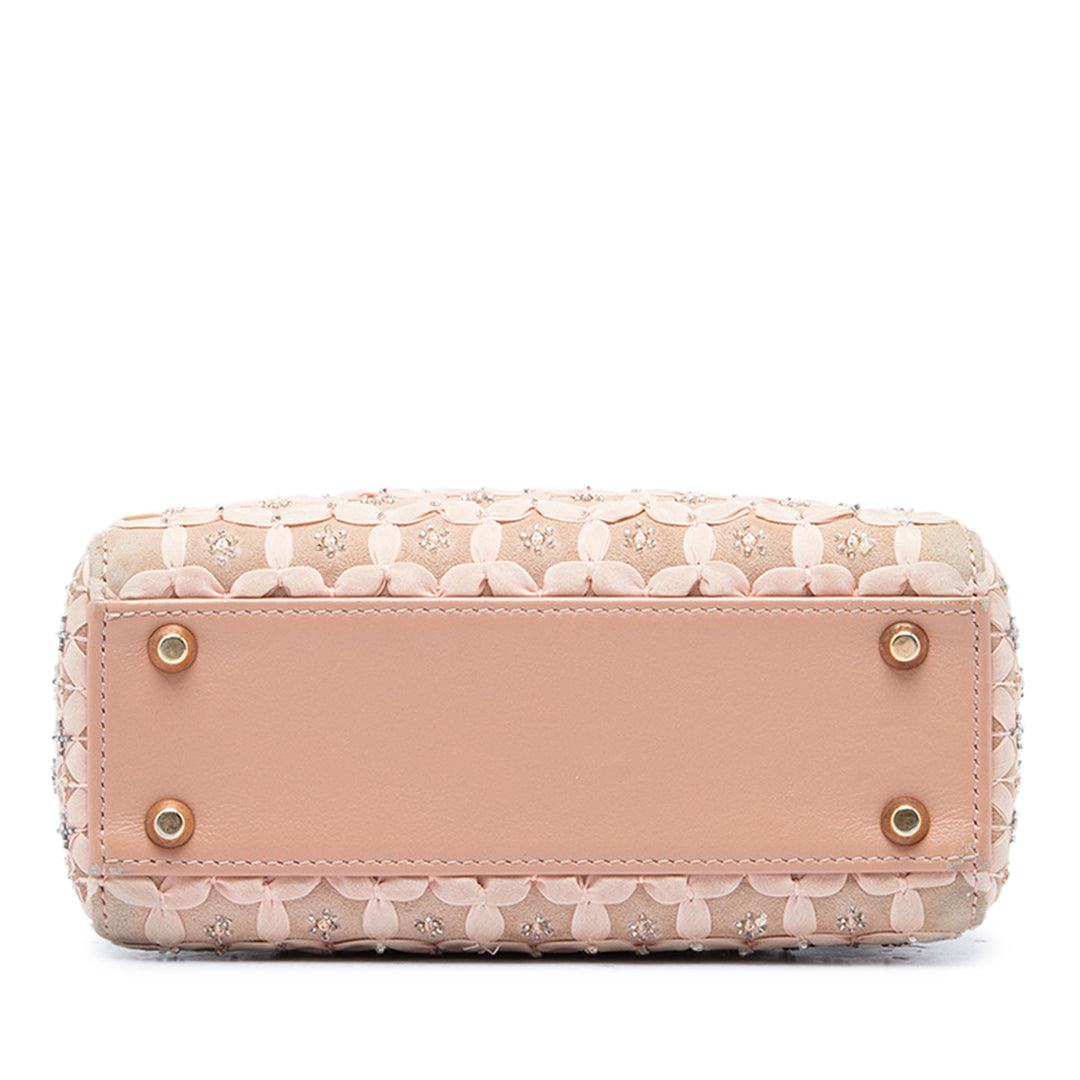 Beaded Ruban Lady Dior Mini Beige